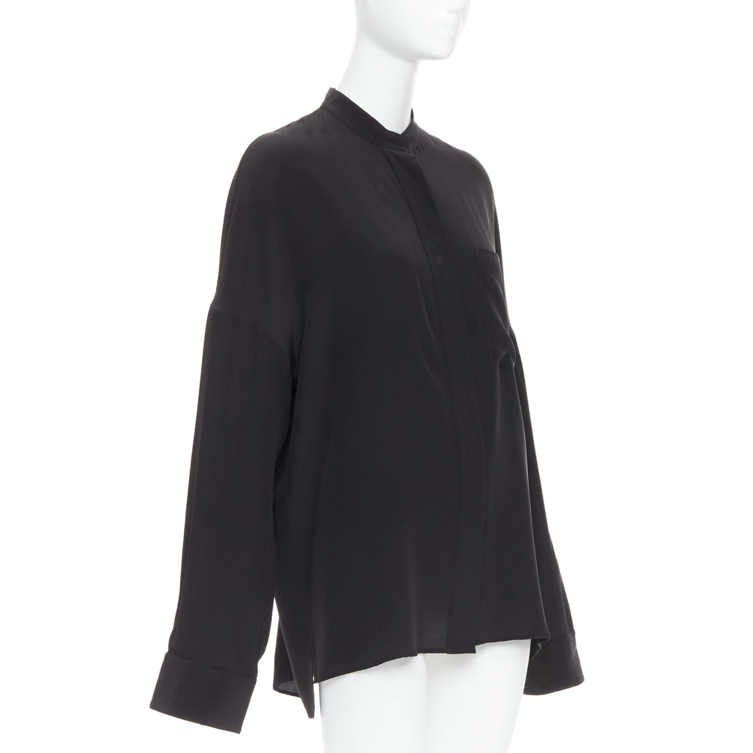 HAIDER ACKERMANN 100% silk black drop shoulder oversized shirt FR38 M