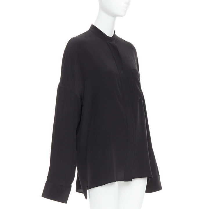 HAIDER ACKERMANN 100% silk black drop shoulder oversized shirt FR38 M