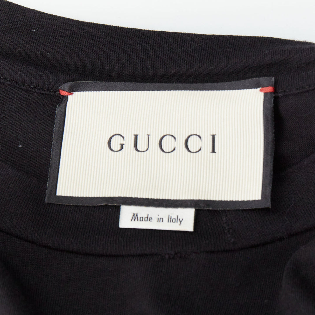 GUCCI Alessandro Michele  Vintage Web GG black washed embroidery tshirt XXS