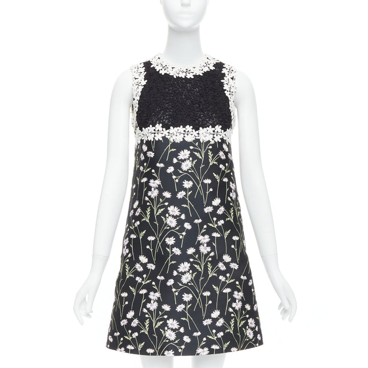 GIAMBATTISTA VALLI black pink floral lace bodice dress IT40 XS Kate Mara