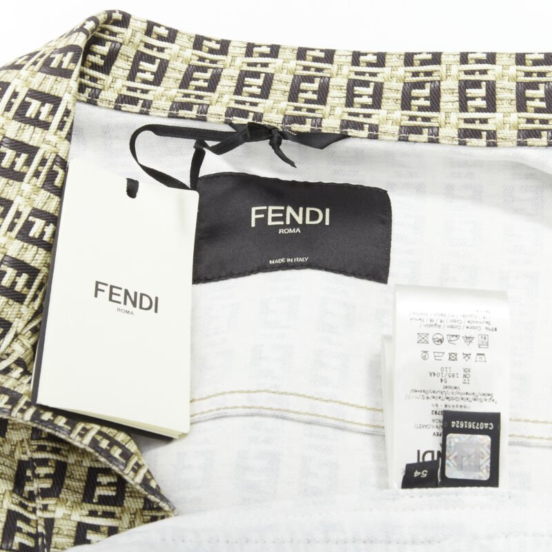 FENDI Forever Bamboo FF Zucca monogram brown cotton jacket IT52 XXL