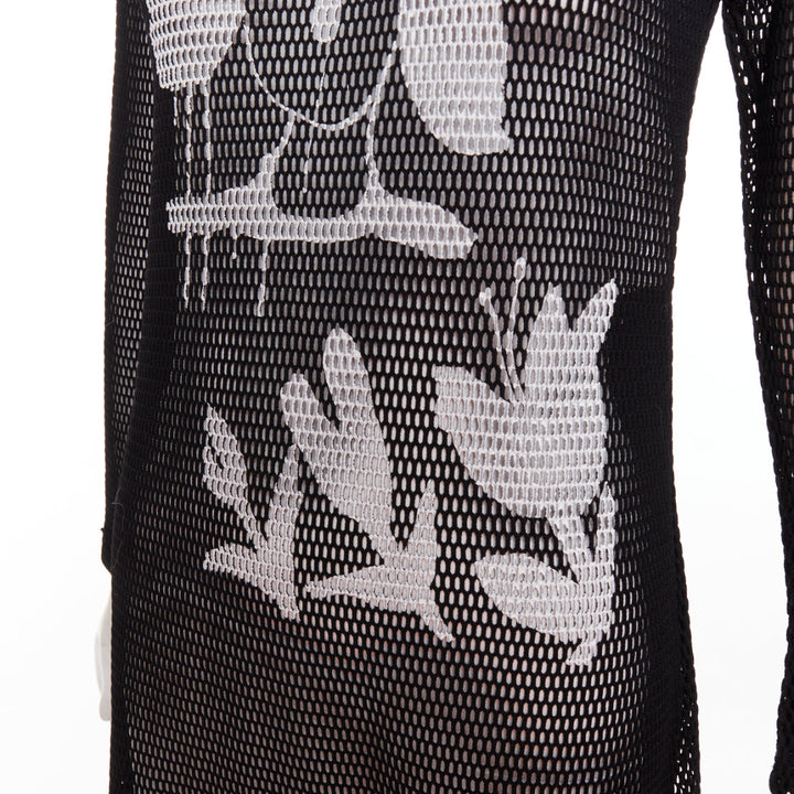 COMME DES GARCONS Alisa Yoffe 2019 white black abstract face net mesh dress XS
