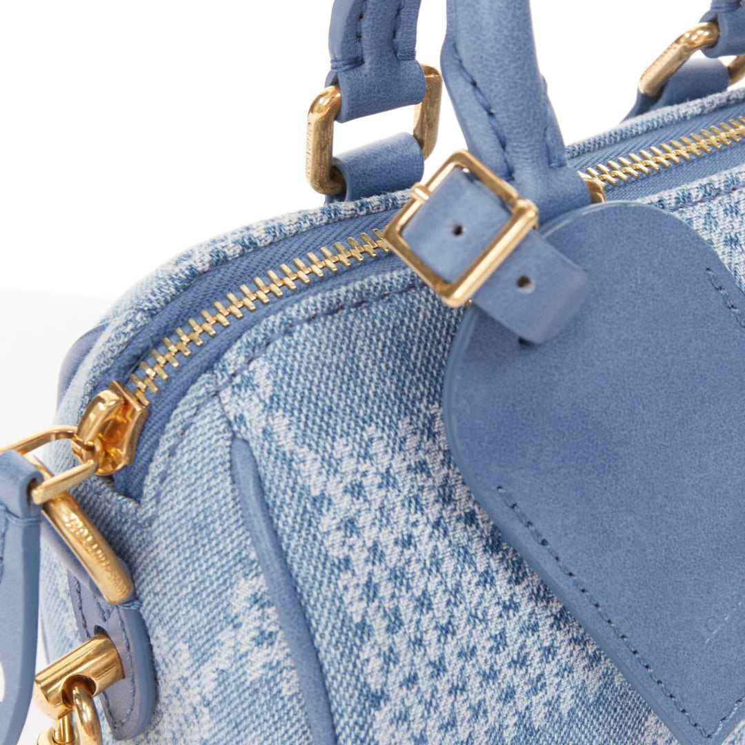 LOUIS VUITTON 2024 Speedy 18 Bandouliere blue denim Damier jacquard mini bag