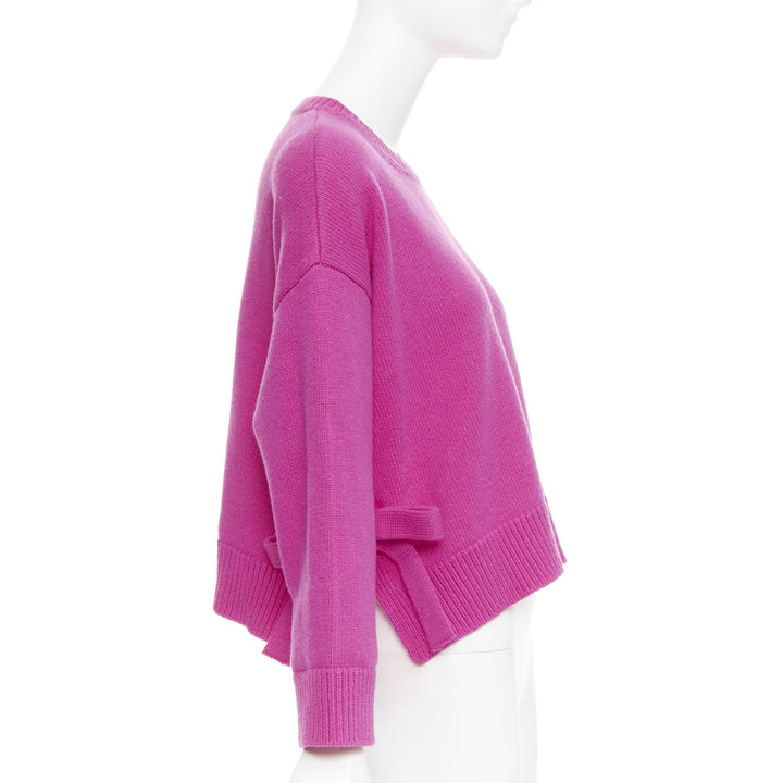 VALENTINO 2022 Pier Paolo Piccioli pink bow virgin wool boxy sweater XS