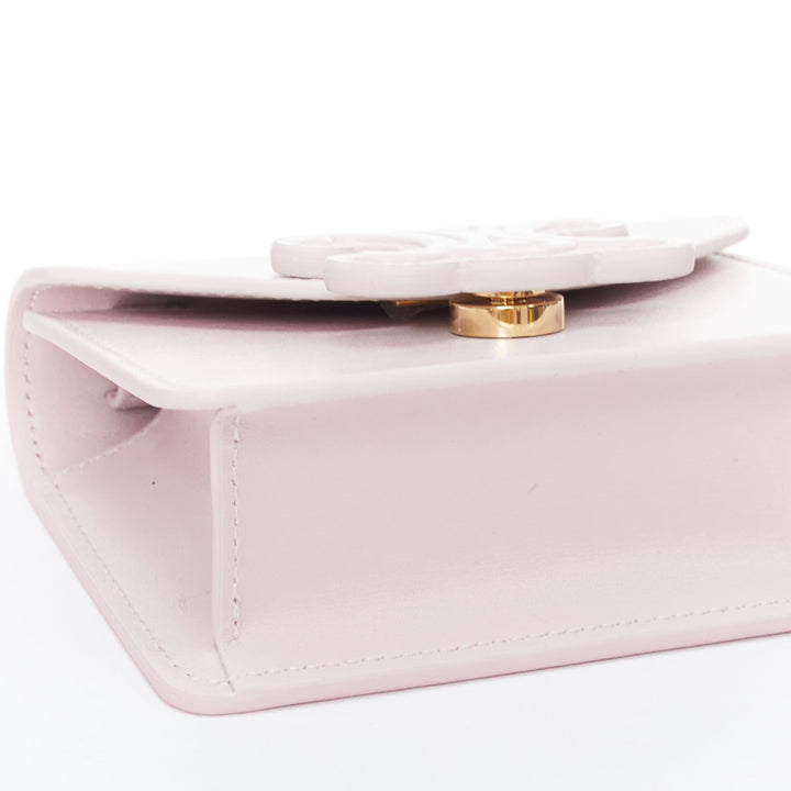 CELINE Triomphe lilac leather logo cardholder on chain crossbody bag