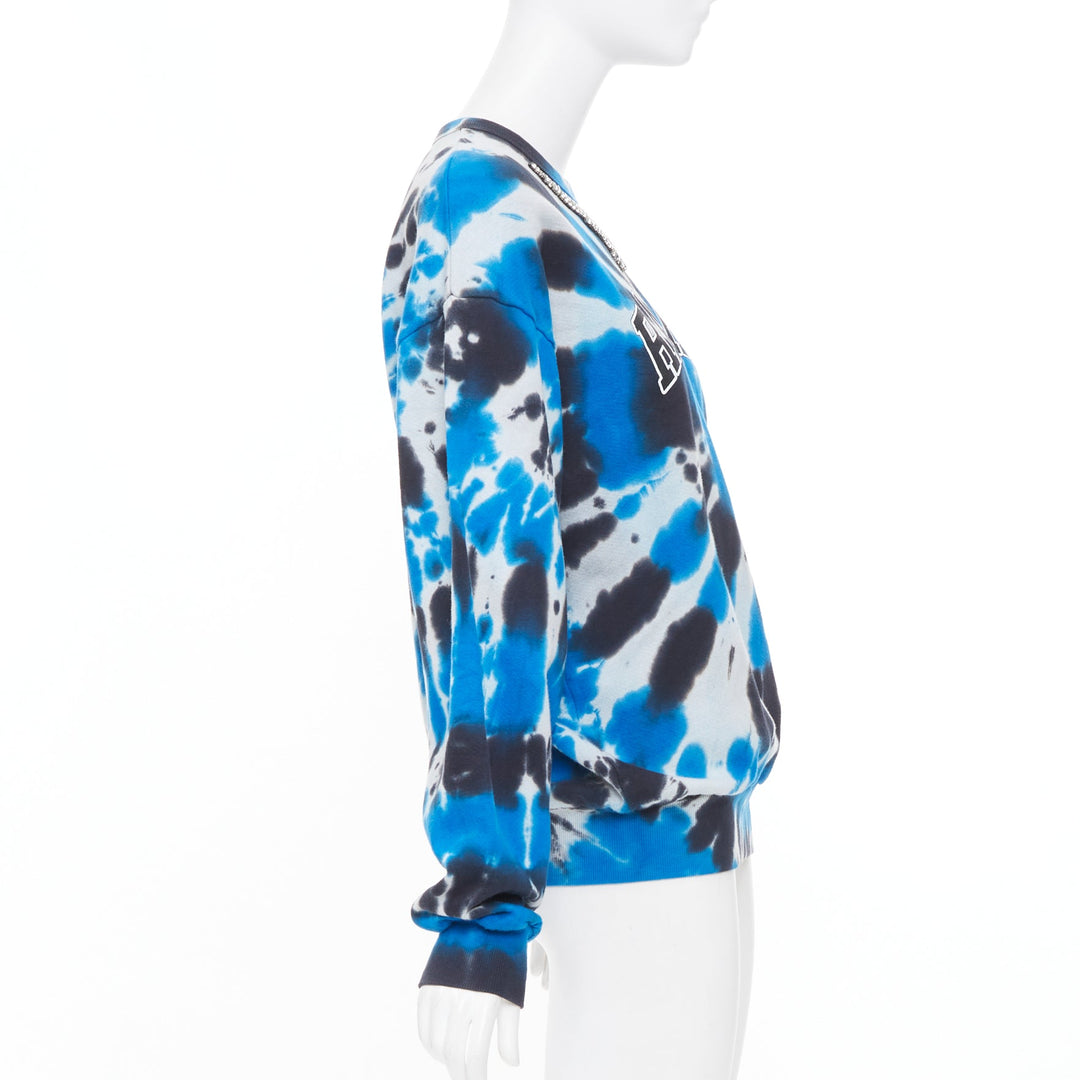 RODARTE Radarte rhinestone necklace blue black tie dye cotton sweatshirt S
