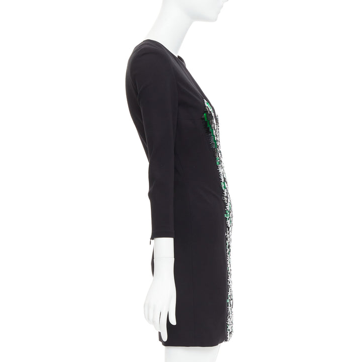MATTHEW WILLIAMSON green black rectangular sequin embellished dress UK10 M