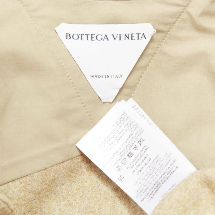 BOTTEGA VENETA 2020 beige double faced wool felt angular pocket overshirt EU38 S