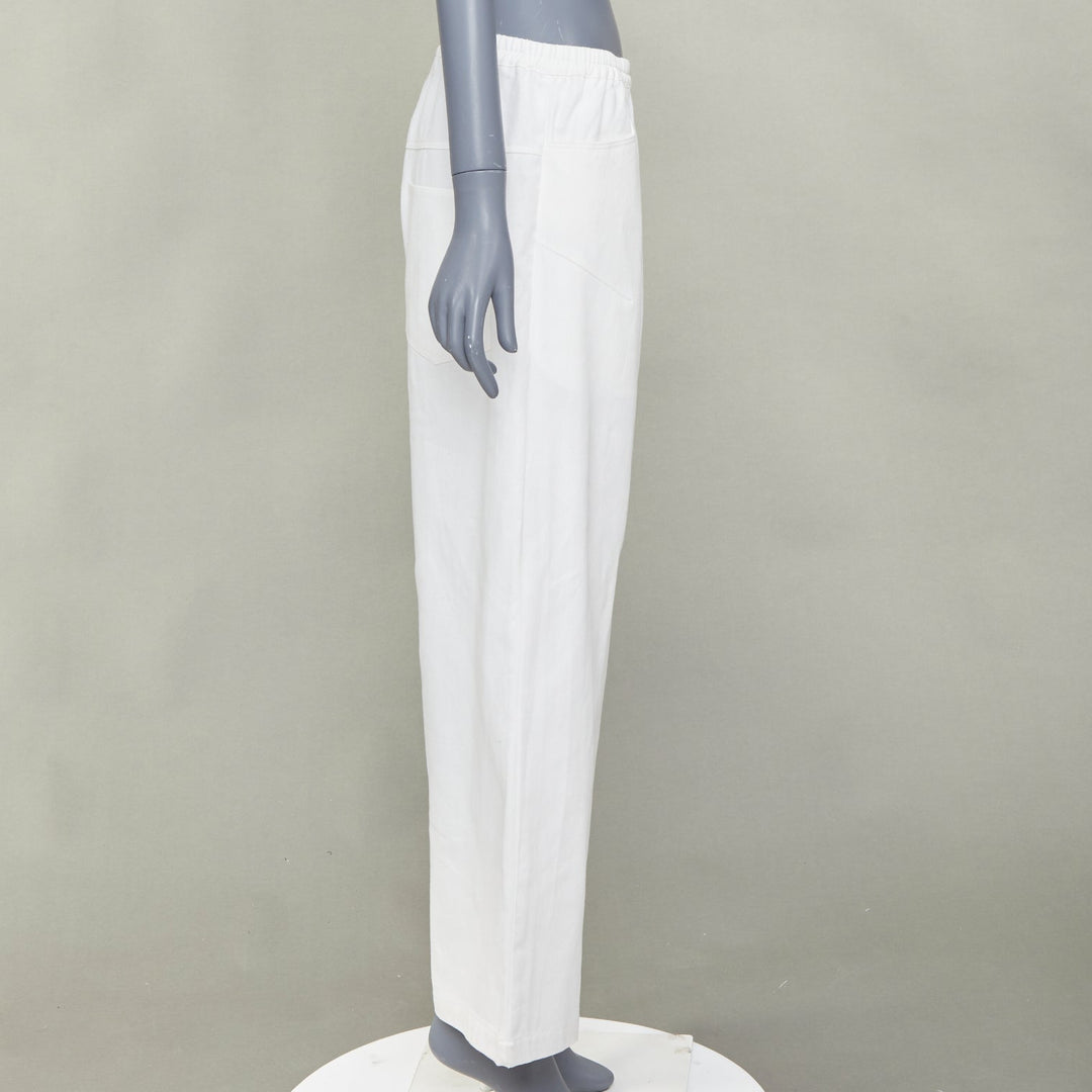 DEIJI STUDIOS white organic cotton angular pockets mid waist wide crop pants M