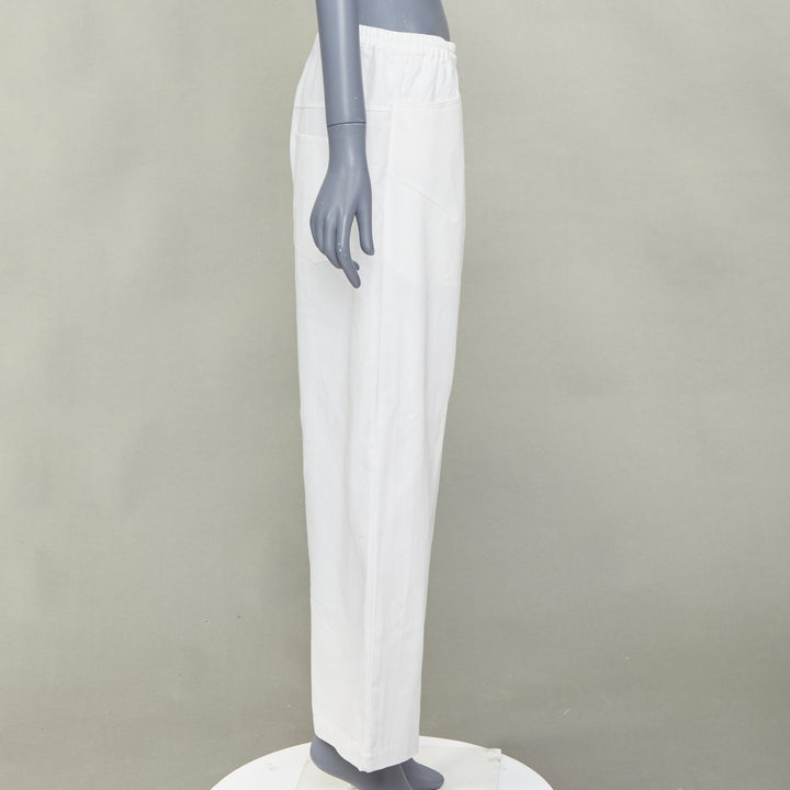 DEIJI STUDIOS white organic cotton angular pockets mid waist wide crop pants M