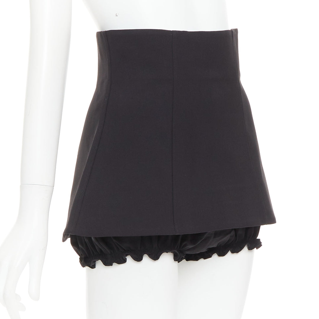 SHUSHU TONG Mini Culottes black high waisted layered ruffle shorts skirt UK8 S