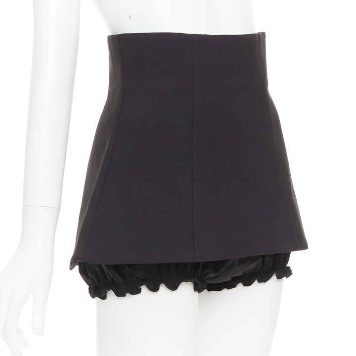 SHUSHU TONG Mini Culottes black high waisted layered ruffle shorts skirt UK8 S