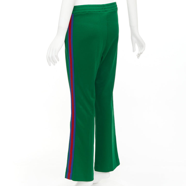 GUCCI green blue red web trim flared track pants S