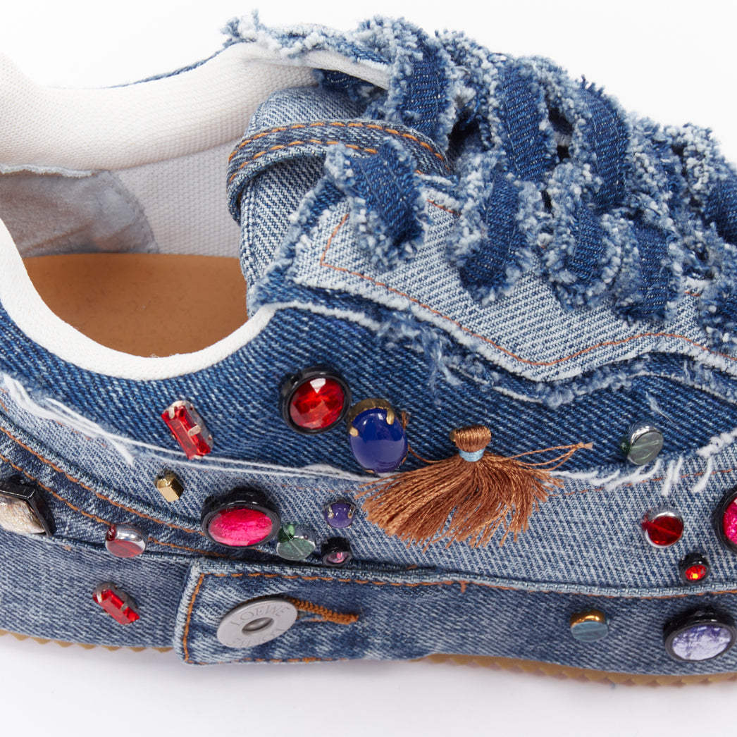 rare LOEWE 2023 Studio Ghibli Howls Moving Castle crystal denim sneakers EU39