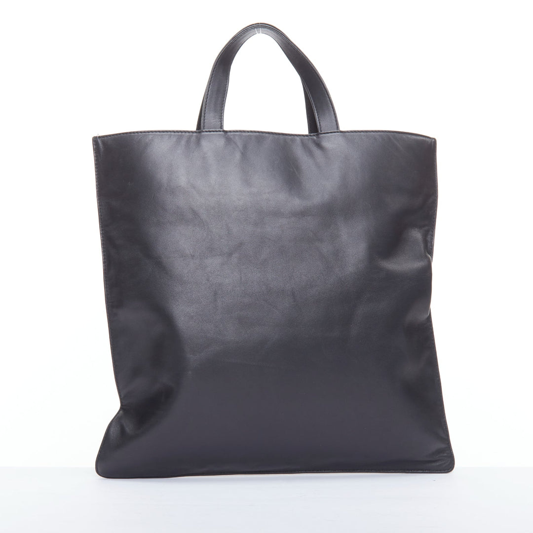 LOEWE Vintage black anagram logo soft leather square tote bag