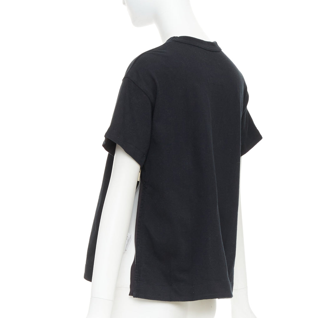 SACAI 2017 Daniel Johnston frog print  black white cotton zip side tshirt JP1 S