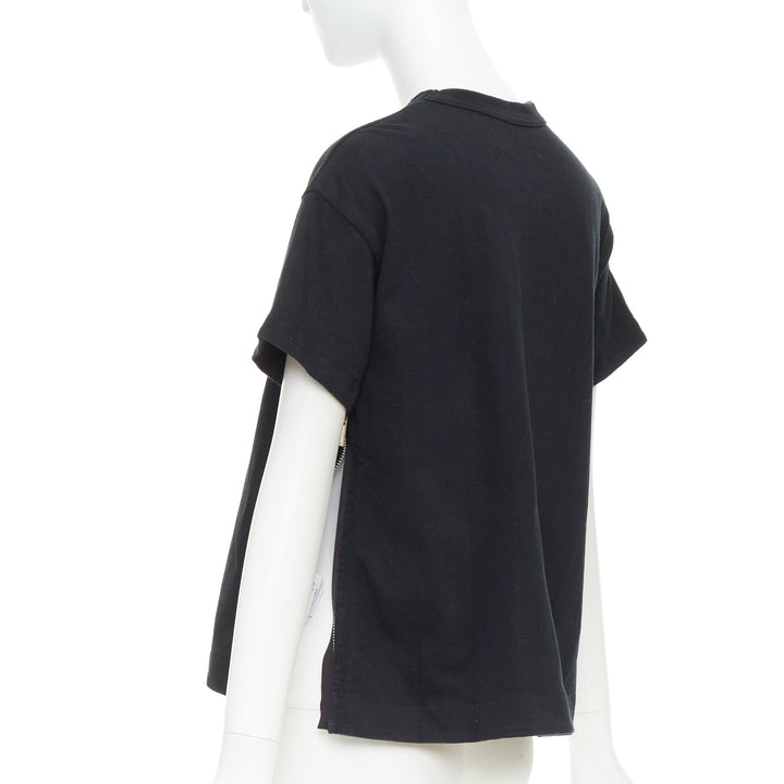 SACAI 2017 Daniel Johnston frog print  black white cotton zip side tshirt JP1 S