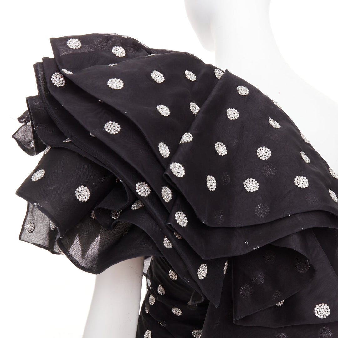 ALEXANDRE VAUTHIER COUTURE SS2019 Runway crystal polka dot ruffle shoulder dress