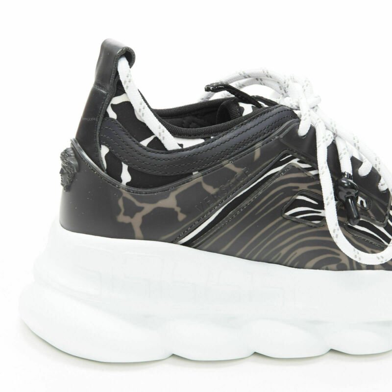 VERSACE Chain Reaction Wild Zebra black white striped sneaker EU39 US6 UK5