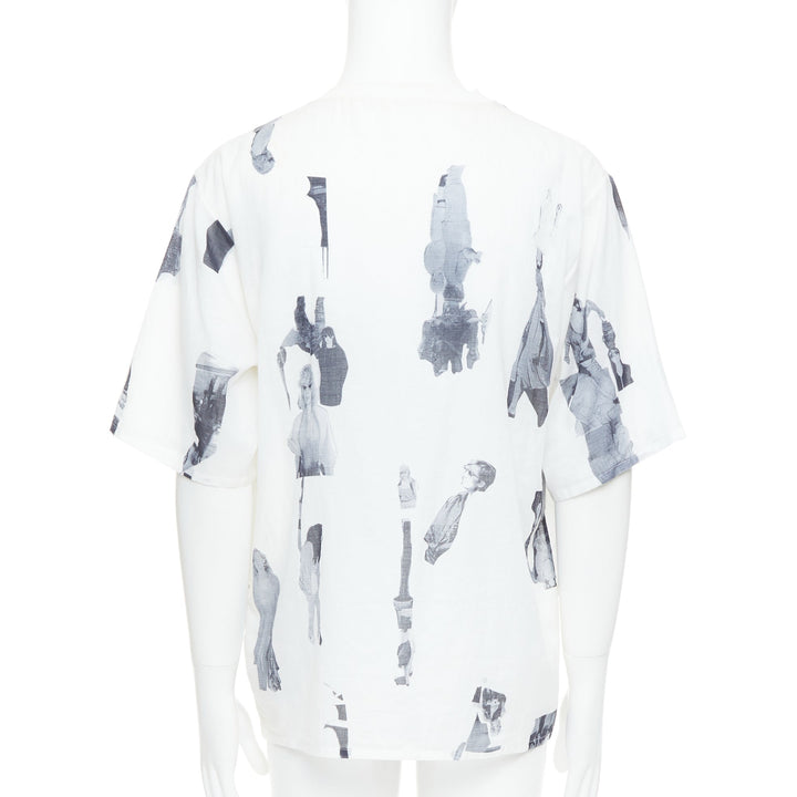 BLESS BERLIN  N31 white grey abstract portrait print boxy top S