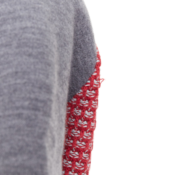 MARNI 2016 grey cotton raglan short sleeve red tweed back crop cardigan IT40 S