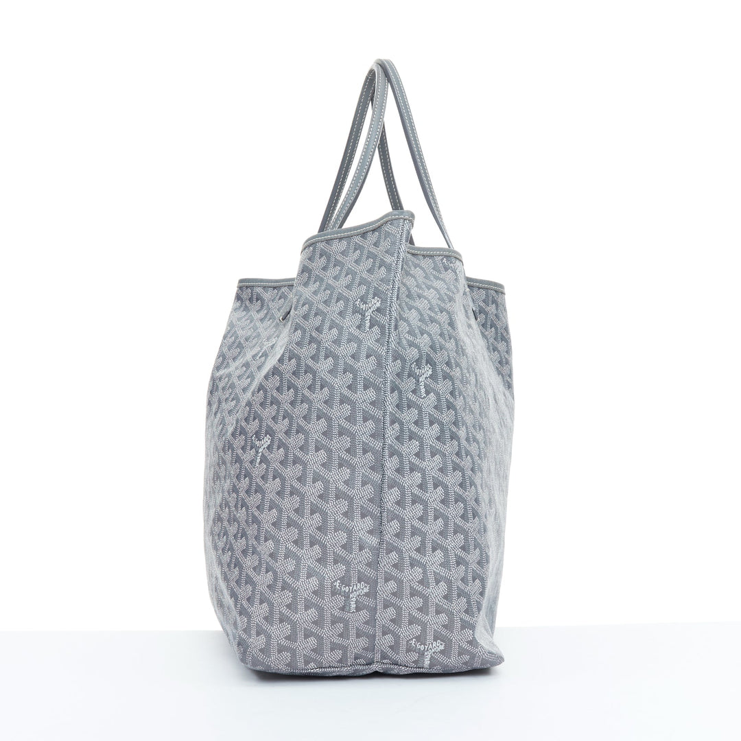 GOYARD Saint Louis GM grey Goyardine canvas chevron open top shoulder tote bag