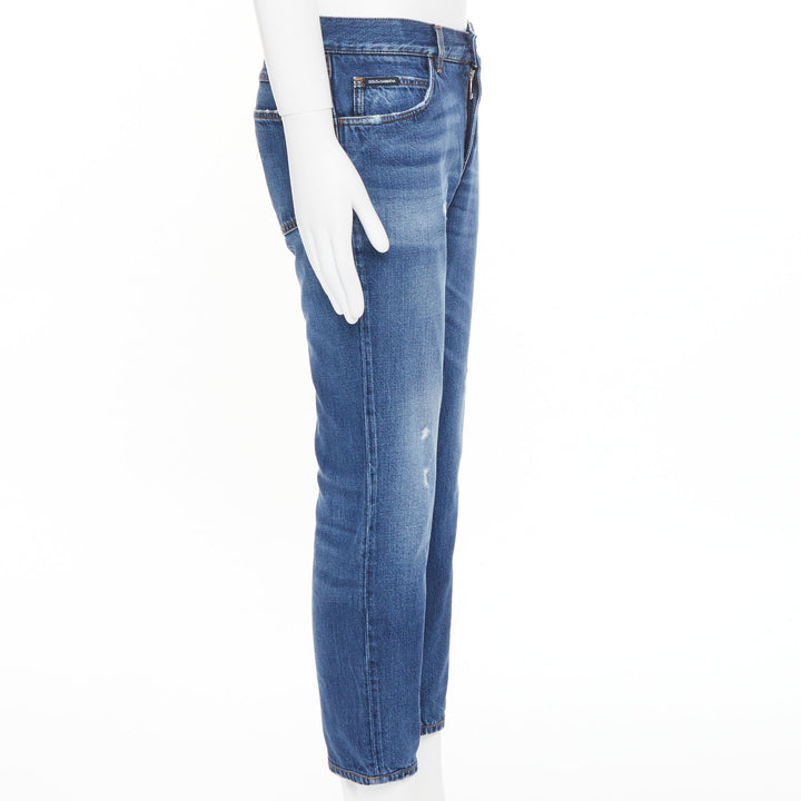 DOLCE GABBANA Martini mid blue distressed cotton denim jeans IT48 M
