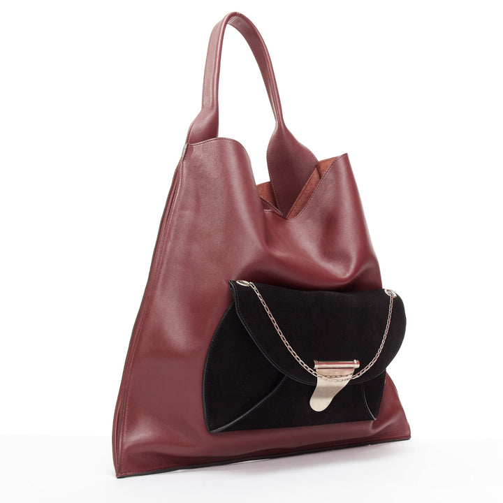 LD COELINE Phoebe Philo 2016 Medium Shopper burgundy black envelop pocket bag