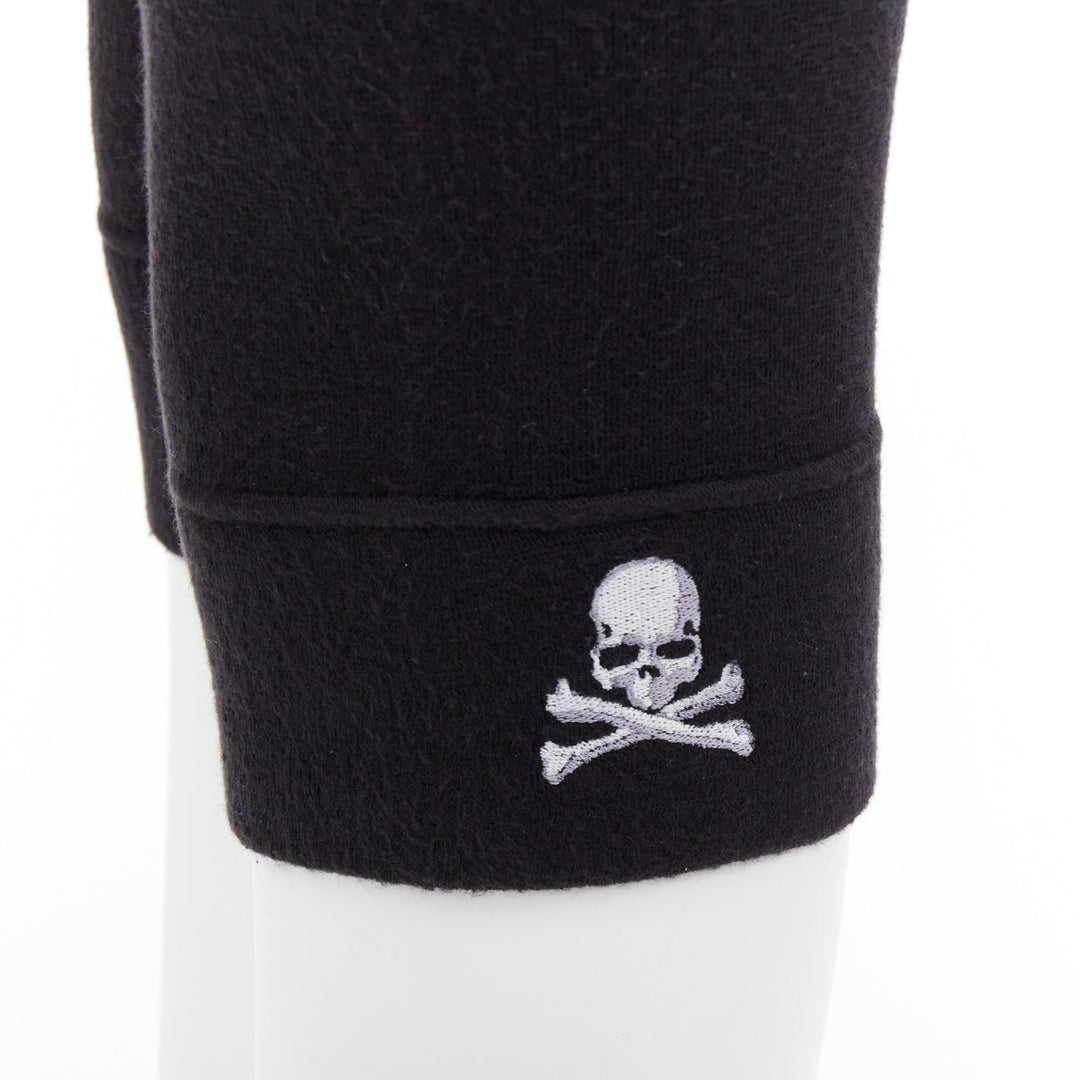 MASTERMIND JAPAN black  grey embroidered skull knit cropped legging IT38 XS