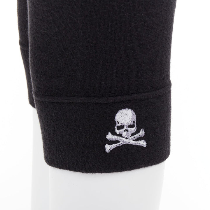 MASTERMIND JAPAN black  grey embroidered skull knit cropped legging IT38 XS