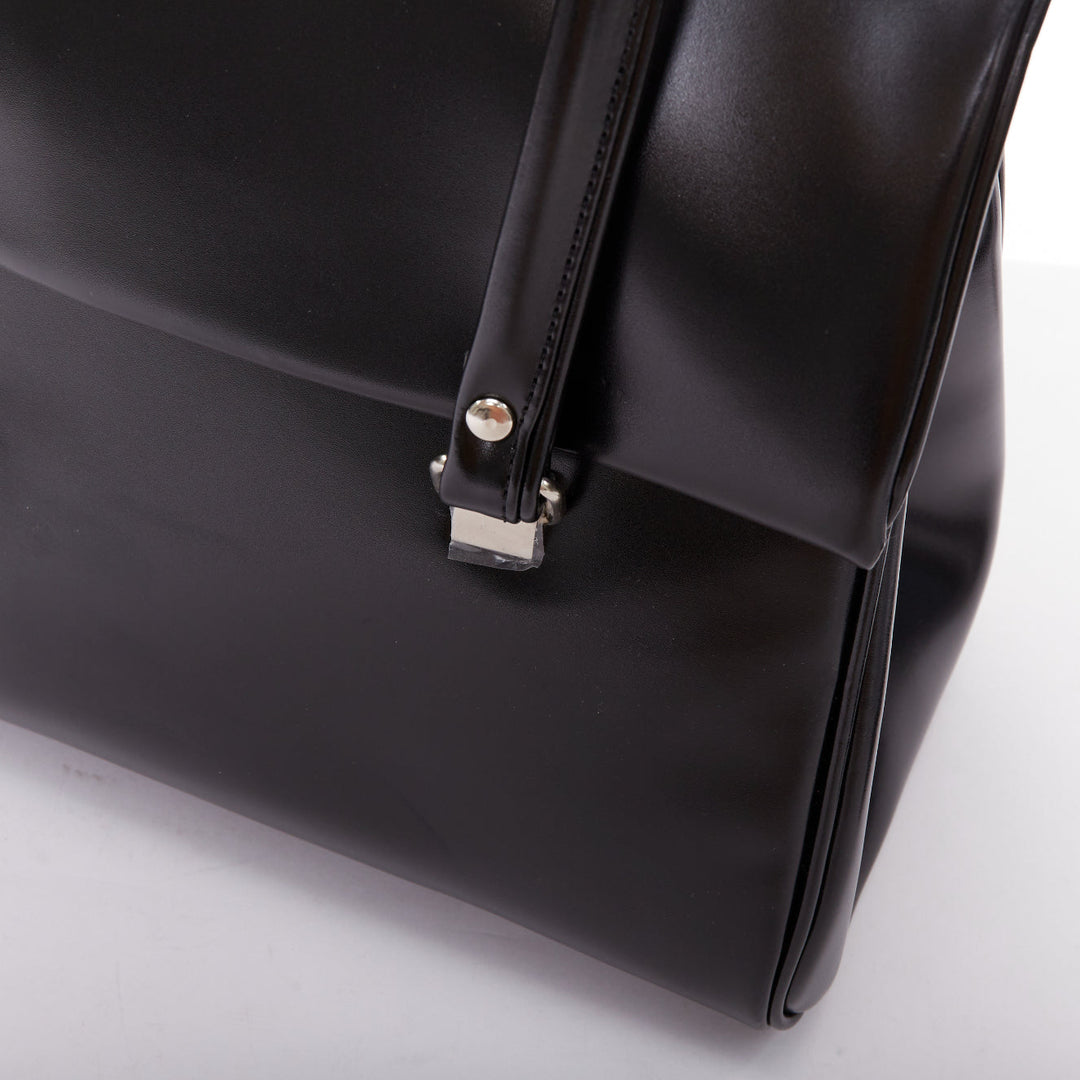 COMME DES GARCONS CDG black buffed faux leather foldover duffle bag