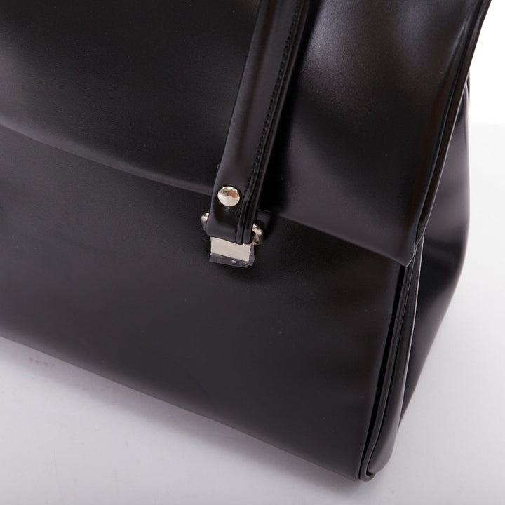 COMME DES GARCONS CDG black buffed faux leather foldover duffle bag