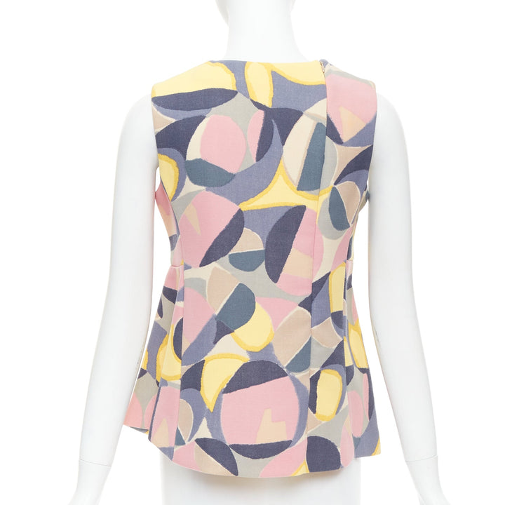 MARNI pastel multicolor abstract print asymmetric peplum top IT38 XS