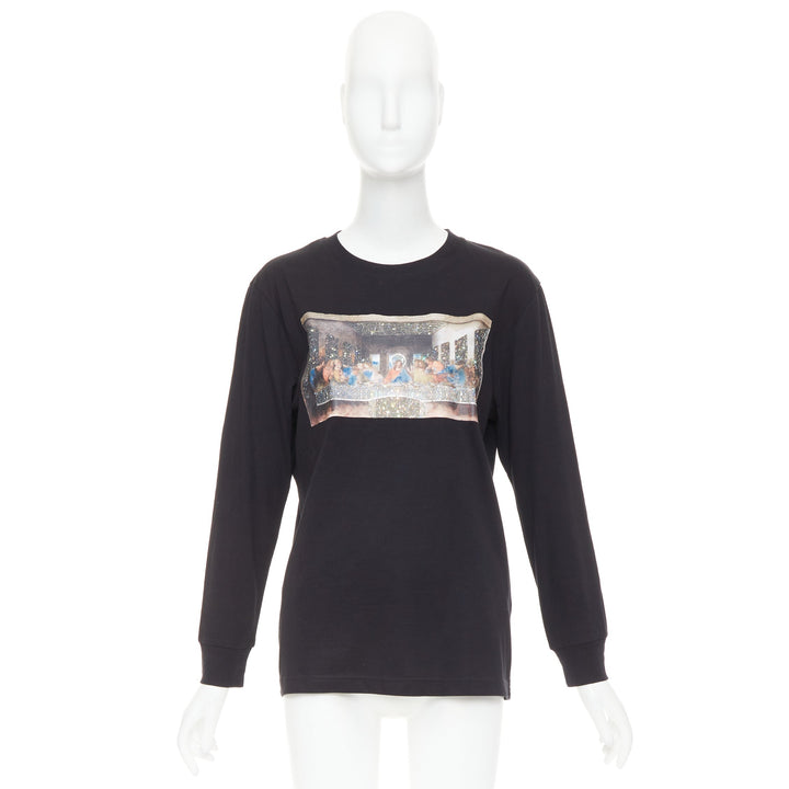SARA SHAKEEL X BROWNS black cotton The Last Supper crystal dusted top S