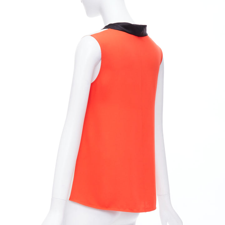 OLD CELINE Phoebe Philo orange black cream colorblocked tank top FR36 S