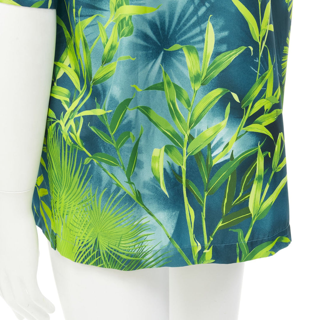 VERSACE 2020 Iconic JLo Jungle print green tropical print shirt EU41 XL