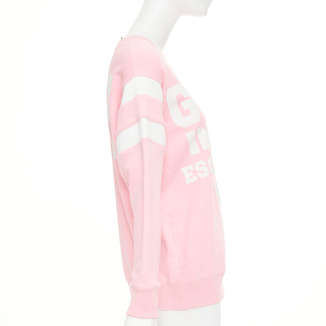 GUCCI 2021 Eschatology pink white logo varsity stripe crewneck sweatshirt XXS