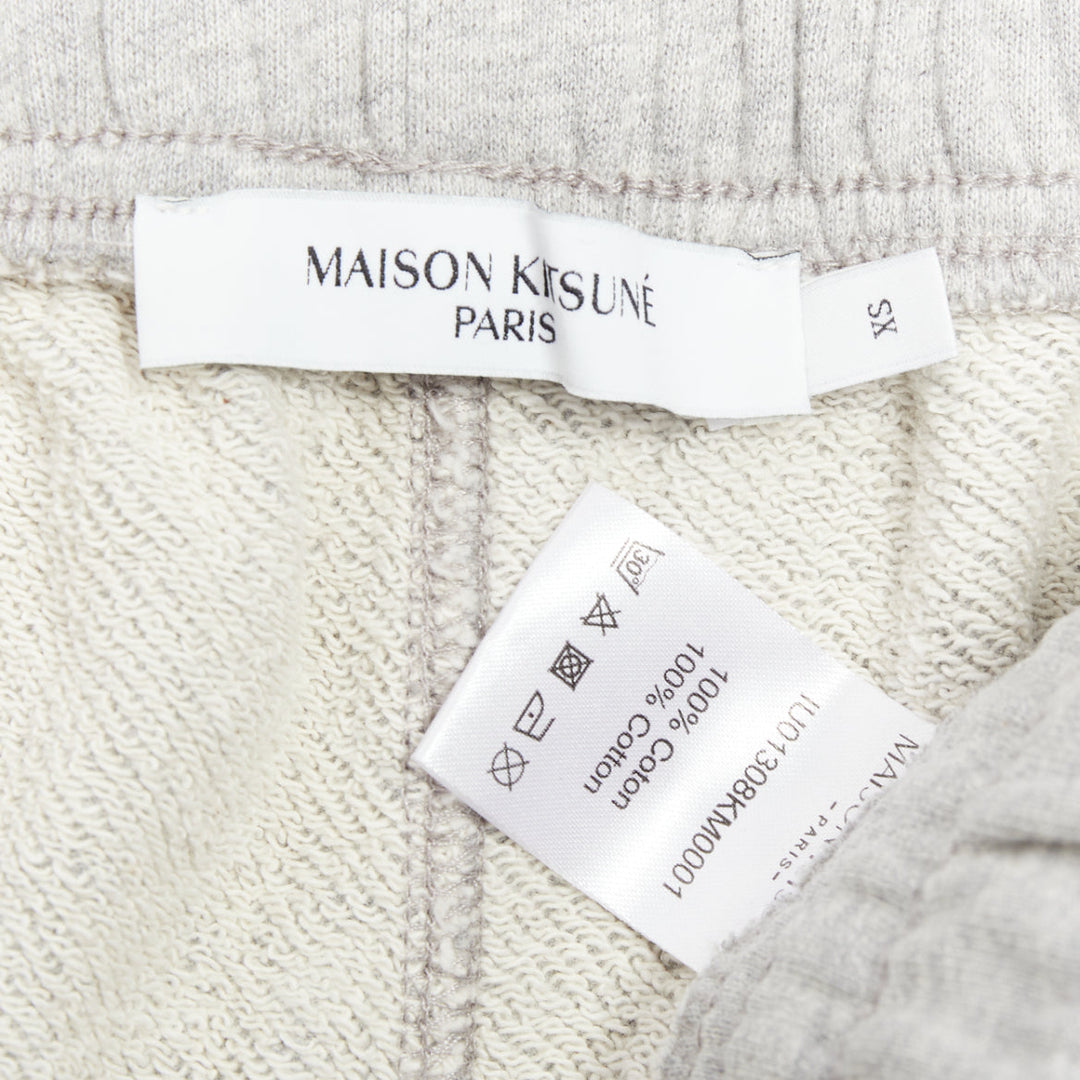 MAISON KITSUNE grey cotton fox badge tapered jogger sweat pants XS