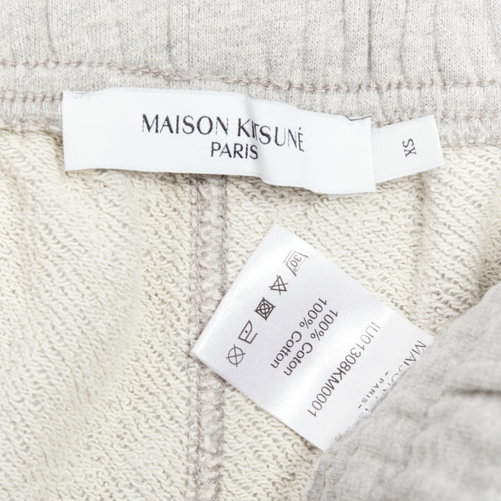 MAISON KITSUNE grey cotton fox badge tapered jogger sweat pants XS
