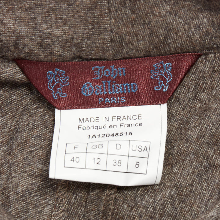 JOHN GALLIANO Vintage grey taupe wool cashmere blend flare suit pants FR40 L