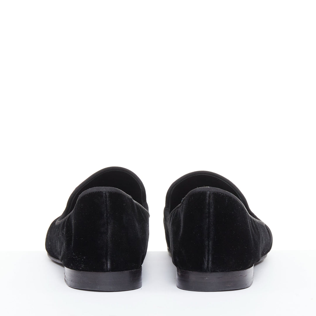 GIUSEPPE ZANOTT RemyeI black velvet crystal brooch le smoking loafers EU43