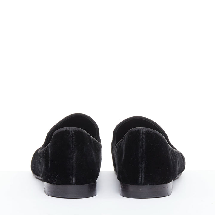 GIUSEPPE ZANOTT RemyeI black velvet crystal brooch le smoking loafers EU43
