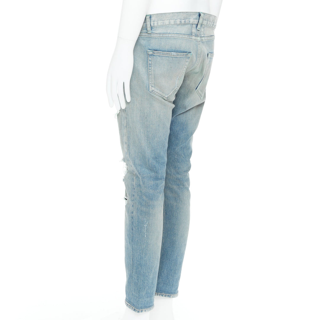 SAINT LAURENT D02 M/SK UW Cras Distressed blue ripped jeans 33"