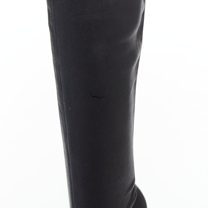 BALENCIAGA 2008 Runway smooth black leather horn cone heel platform boots EU37.5