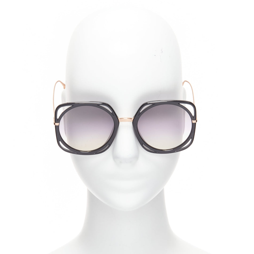 CHRISTIAN DIOR DiorDirection black frame purple lens oversized sunglasses