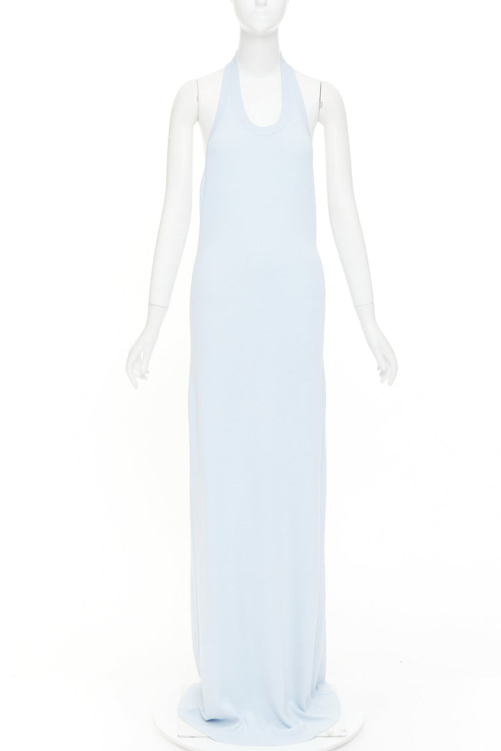 PROENZA SCHOULER 2022 Meryl light blue ribbed knit cotton blend dress L
