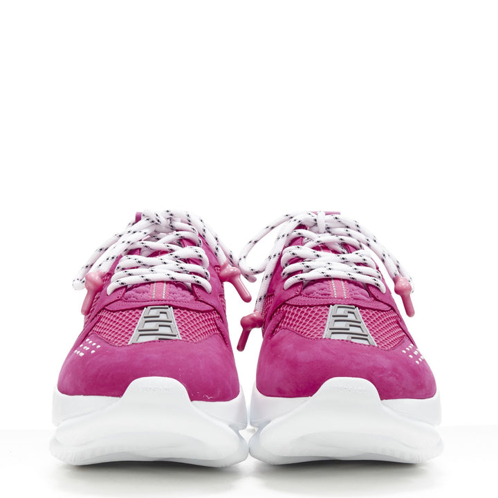 VERSACE Chain Reaction Blowzy pink suede low top chunky sneaker EU43 US10