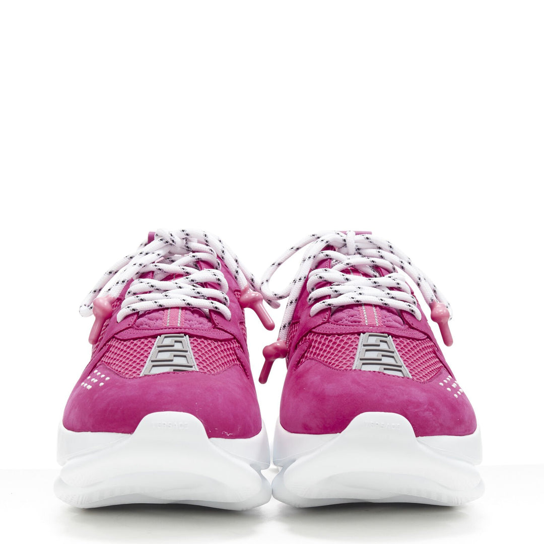 VERSACE Chain Reaction Blowzy all pink suede low top chunky sneaker EU41.5