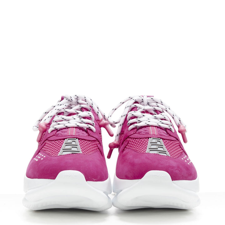 VERSACE Chain Reaction Blowzy all pink suede low top chunky sneaker EU41.5