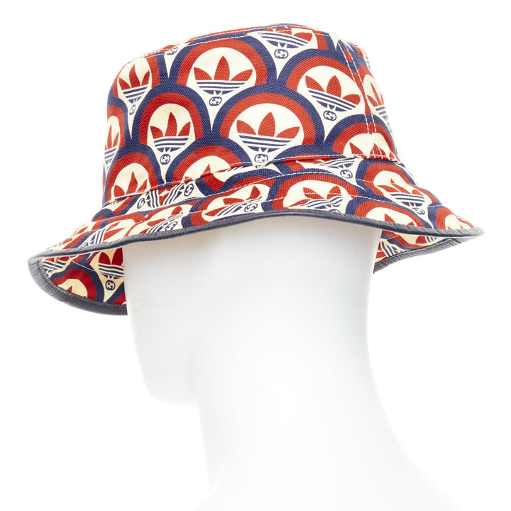 GUCCI ADIDAS 2022 logo print leather trim bucket hat